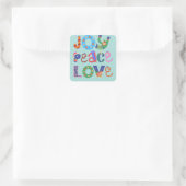 Joy, peace, love custom square sticker (Tasche)