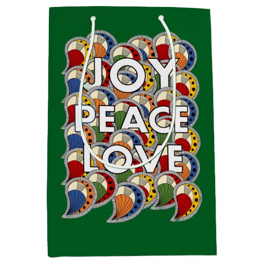Joy Peace Love  Mittlere Geschenktüte (Vorderseite)