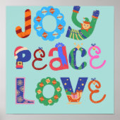 Joy, peace, love motivational quotes wall art poster (Vorne)