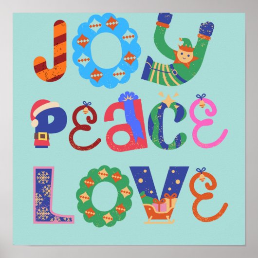 Joy, peace, love motivational quotes wall art poster (Vorne)