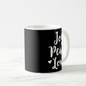 Joy Peace Love Red Brushed Script Womens Holiday Kaffeetasse (VorderseiteRechts)