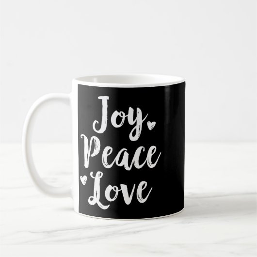 Joy Peace Love Red Brushed Script Womens Holiday Kaffeetasse (Links)