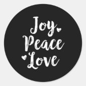 Joy Peace Love Red Brushed Script Womens Holiday  Runder Aufkleber (Vorderseite)