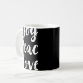 Joy Peace Love Red Brushed Script Womens Holiday T Kaffeetasse (Vorderseite Links)
