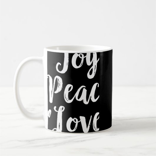 Joy Peace Love Red Brushed Script Womens Holiday T Kaffeetasse (Links)