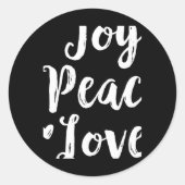 Joy Peace Love Red Brushed Script Womens Holiday T Runder Aufkleber (Vorderseite)