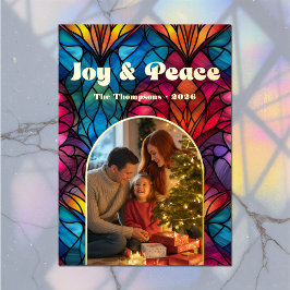 Joy & Peace Stected Glass Window Weihnachtsfeierta Folien Feiertagskarte