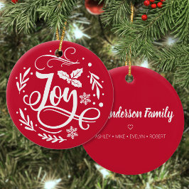 Joy Personalisiert Familienname Weihnachtsfeiertag Keramik Ornament
