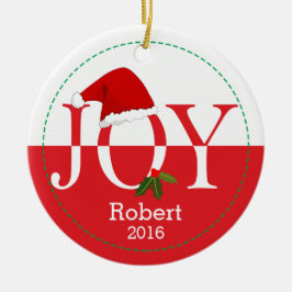 Joy Personalisierte Weihnachtsmannmütze Weihnachts Keramik Ornament