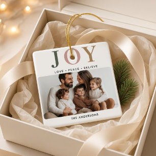JOY Personalisierter Familienfoto-Weihnachtsschmuc Keramikornament