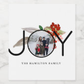 Joy Photo Merry Christmas Holiday Photo Weinetikett (Einzelnes Label)