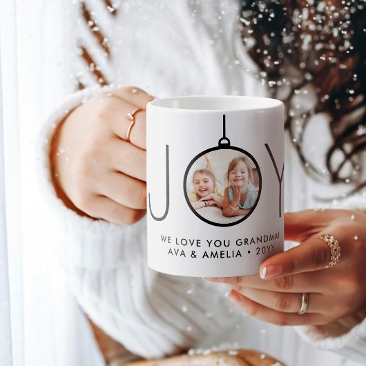 JOY Photo Ornament Simple Modern Christmas Holiday Kaffeetasse