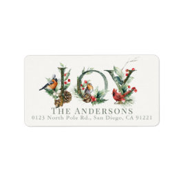 JOY Pine Cone Red Berry Birds Christmas Address Adressaufkleber