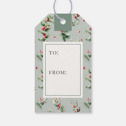 JOY Pine Cone Red Berry Birds Christmas Holiday Geschenkanhänger (Rückseite)