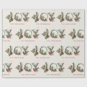 JOY Pine Cone Red Berry Birds Christmas Holiday Geschenkpapier (Flach)