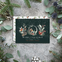 JOY Pine Cone Red Berry Birds Green Christmas