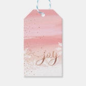 Joy | Pink Blush Wasserfarbe Ombre Schneeflocken Geschenkanhänger (Vorderseite)