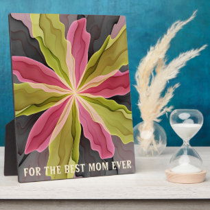 Joy, Pink Green Anthracite Blume Fraktal Beste Mam Fotoplatte