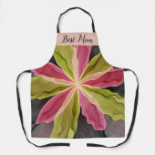 Joy, Pink Green Anthracite Blume Fraktal Beste Mam Schürze (Vorderseite)