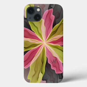 Joy, Pink Green Anthracite Blume Fraktal Monogram Case-Mate iPhone Hülle