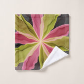 Joy, Pink Green Anthracite Fantasy Blume Fraktal Badhandtuch Set (Waschlappen)