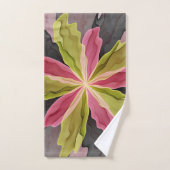 Joy, Pink Green Anthracite Fantasy Blume Fraktal Badhandtuch Set (Handtuch)