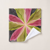 Joy, Pink Green Anthracite Fantasy Blume Fraktal Badhandtuch Set (Waschlappen)
