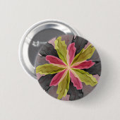 Joy, Pink Green Anthracite Fantasy Blume Fraktal Button (Vorne & Hinten)