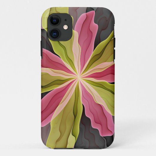 Joy, Pink Green Anthracite Fantasy Blume Fraktal Case-Mate iPhone Hülle (Rückseite)