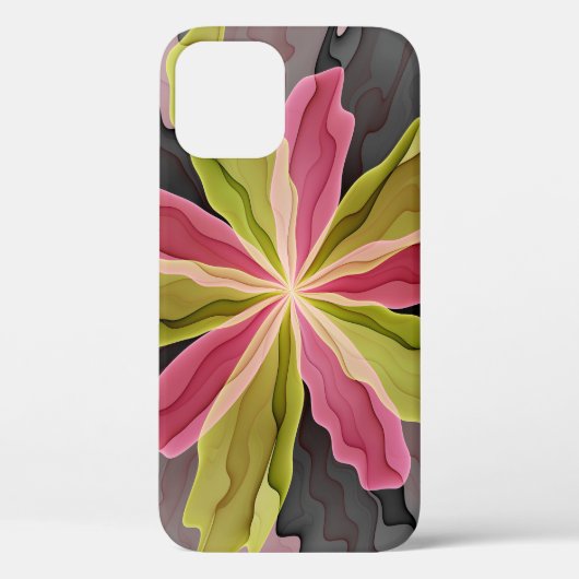 Joy, Pink Green Anthracite Fantasy Blume Fraktal Case-Mate iPhone Hülle (Rückseite)