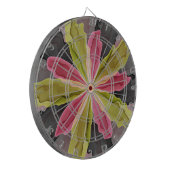 Joy, Pink Green Anthracite Fantasy Blume Fraktal Dartscheibe (Vorderseite Links)