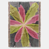 Joy, Pink Green Anthracite Fantasy Blume Fraktal Decke (Vorderseite Vertikal)