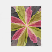 Joy, Pink Green Anthracite Fantasy Blume Fraktal Fleecedecke (Vorderseite)