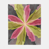 Joy, Pink Green Anthracite Fantasy Blume Fraktal Fleecedecke (Vorderseite)