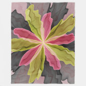 Joy, Pink Green Anthracite Fantasy Blume Fraktal Fleecedecke (Vorderseite)