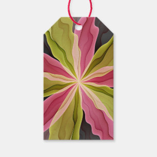 Joy, Pink Green Anthracite Fantasy Blume Fraktal Geschenkanhänger