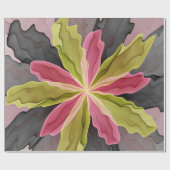 Joy, Pink Green Anthracite Fantasy Blume Fraktal Geschenkpapier (Flach)