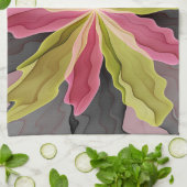 Joy, Pink Green Anthracite Fantasy Blume Fraktal Geschirrtuch (Gefaltet)