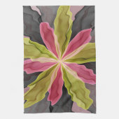 Joy, Pink Green Anthracite Fantasy Blume Fraktal Geschirrtuch (Vertikal)