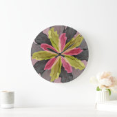 Joy, Pink Green Anthracite Fantasy Blume Fraktal Große Wanduhr (Zuhause)