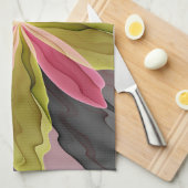 Joy, Pink Green Anthracite Fantasy Blume Fraktal Handtuch (Viertel Falte)