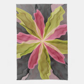 Joy, Pink Green Anthracite Fantasy Blume Fraktal Handtuch (Vertikal)