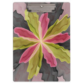 Joy, Pink Green Anthracite Fantasy Blume Fraktal Klemmbrett (Vorderseite)