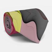 Joy, Pink Green Anthracite Fantasy Blume Fraktal Krawatte (Gerollt)