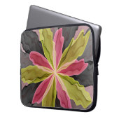 Joy, Pink Green Anthracite Fantasy Blume Fraktal Laptopschutzhülle (Vorderseite Links)