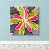 Joy, Pink Green Anthracite Fantasy Blume Fraktal Leinwanddruck (Insitu (Holzboden))