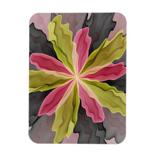 Joy, Pink Green Anthracite Fantasy Blume Fraktal Magnet
