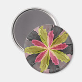 Joy, Pink Green Anthracite Fantasy Blume Fraktal Magnet (Vorderseite/Rückseite)