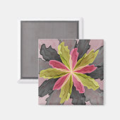 Joy, Pink Green Anthracite Fantasy Blume Fraktal Magnet (Vorderseite/Rückseite)
