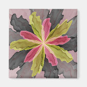 Joy, Pink Green Anthracite Fantasy Blume Fraktal Magnet (Vorne)